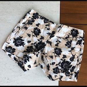 J. Crew Factory Tan and Black Floral Print Dress Short